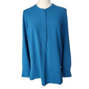 Hilary Radley Turquoise Blue zipper blouse - Size Medium
